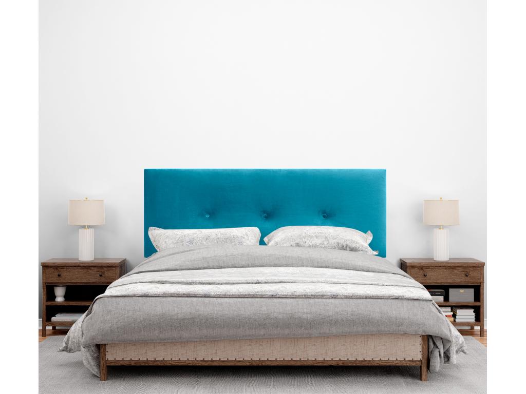 Vertchez Tête de Lit Velours Lisse avec Boutons 150x115 avec Pieds de Lit 150/160 - Bleu Clair