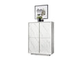Buffet 4 portes collection Vertchez coloris blanc effet marbre idéal dans votre salon ou salle à manger