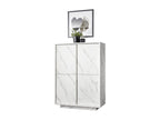 Buffet 4 portes collection Vertchez coloris blanc effet marbre idéal dans votre salon ou salle à manger