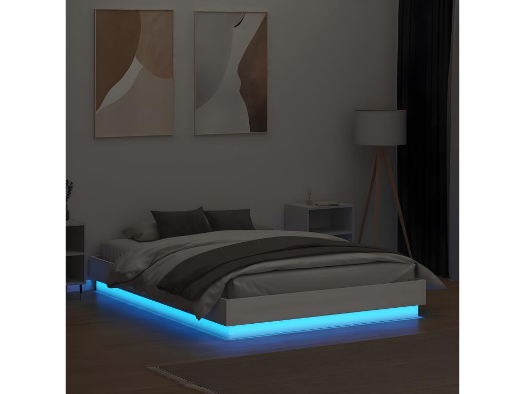 Cadre de lit avec LED sans matelas blanc 120x190 cm