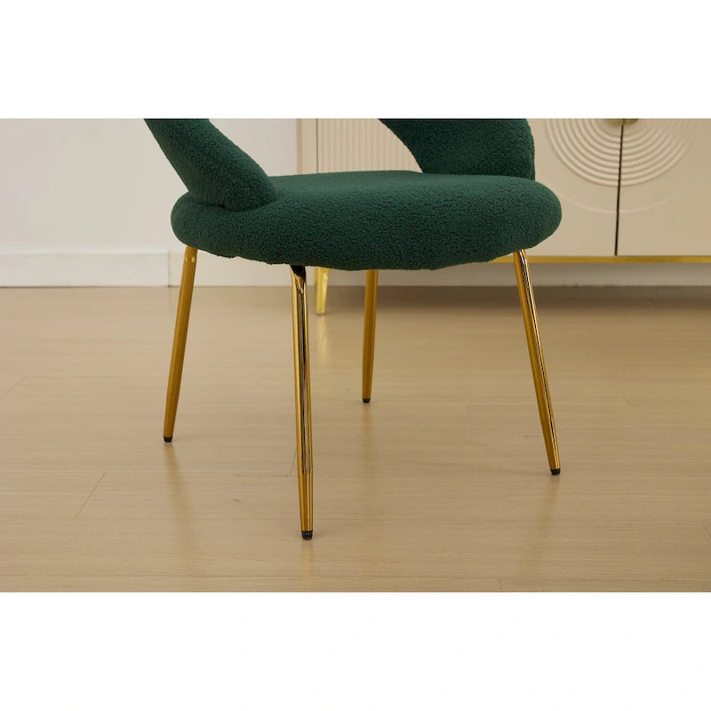 Ensemble de 1 chaise de salle à manger avec dossier incurvé et pieds en métal doré