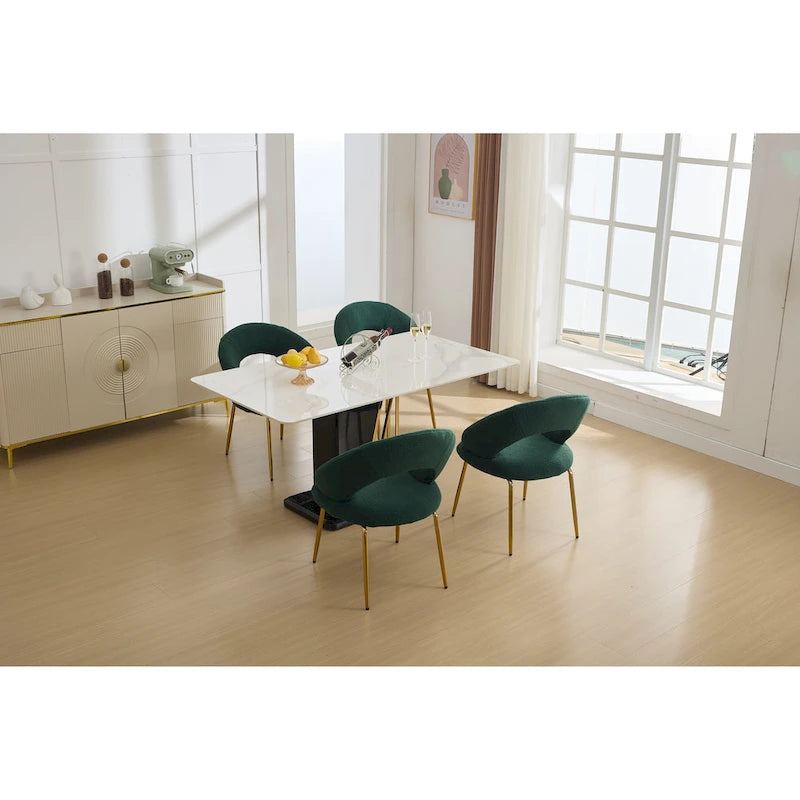 Ensemble de 1 chaise de salle à manger avec dossier incurvé et pieds en métal doré