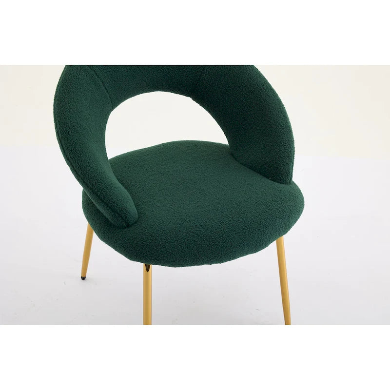 Ensemble de 1 chaise de salle à manger avec dossier incurvé et pieds en métal doré