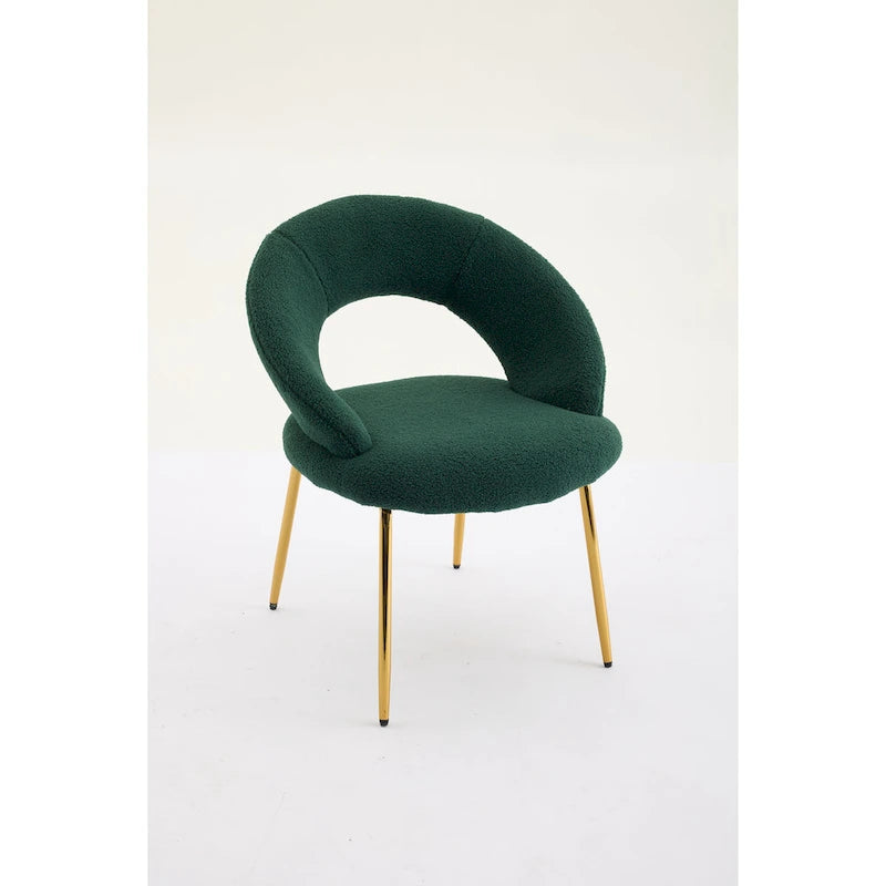 Ensemble de 1 chaise de salle à manger avec dossier incurvé et pieds en métal doré