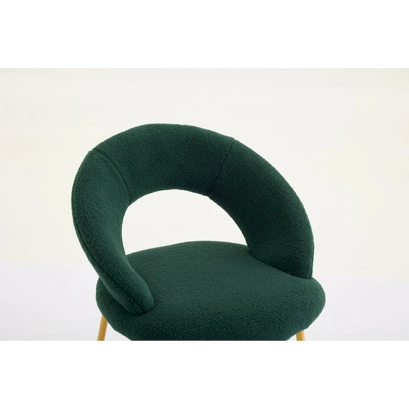 Ensemble de 1 chaise de salle à manger avec dossier incurvé et pieds en métal doré