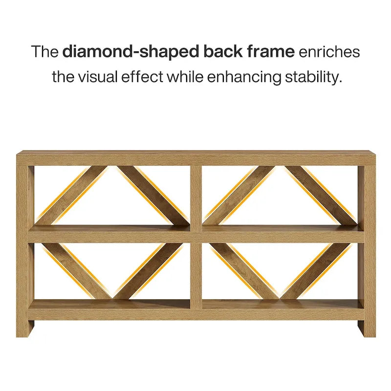 Console longue de 71 pouces avec 3 niveaux de rangement, style industriel