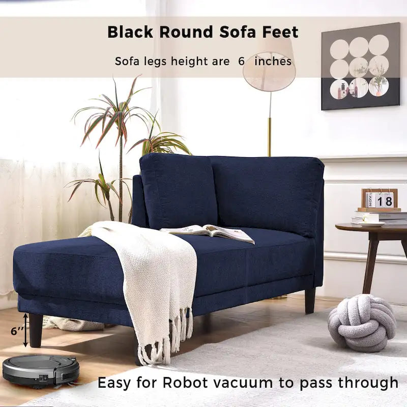 65 Chaise longue d'angle moderne en lin avec coussins amovibles, canapé-lit, canapé de détente, chaise longue rembourrée