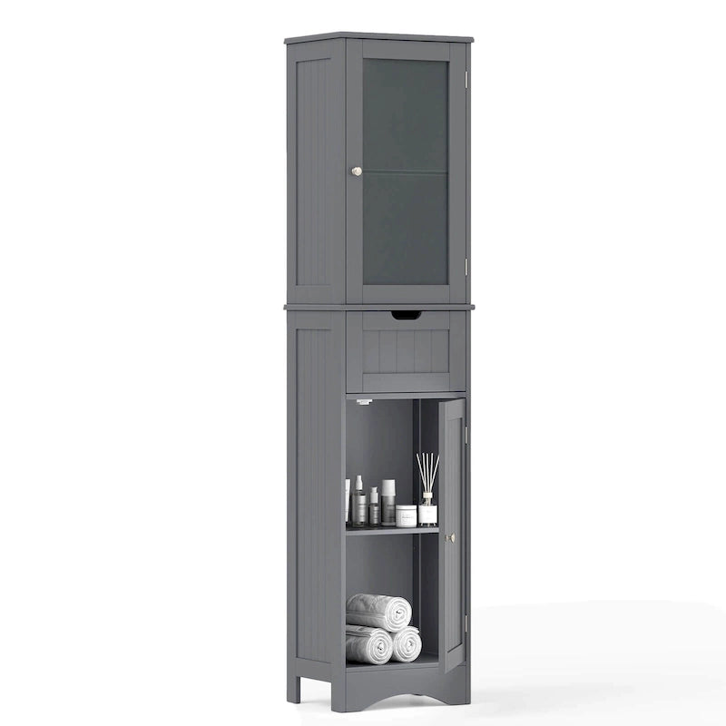 Armoire de salle de bain haute Costway, colonne à linge autoportante avec portes - Voir les détails