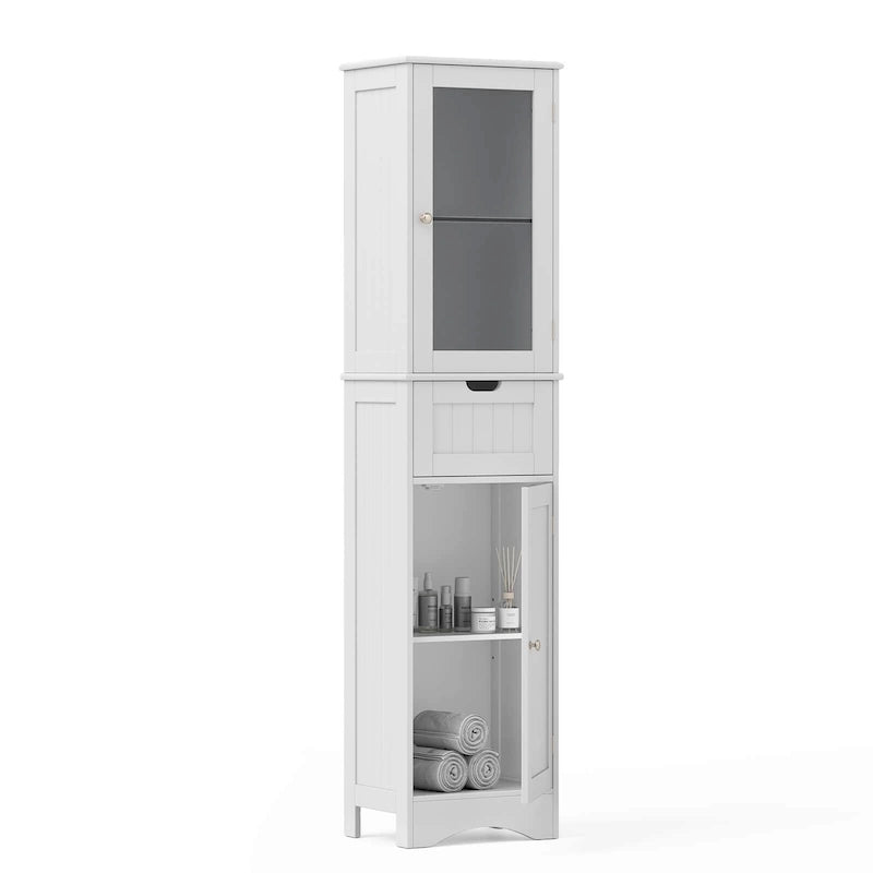 Armoire de salle de bain haute Costway, colonne à linge autoportante avec portes - Voir les détails