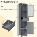 Armoire de salle de bain haute Costway, colonne à linge autoportante avec portes - Voir les détails