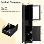 Armoire de salle de bain haute Costway, colonne à linge autoportante avec portes - Voir les détails