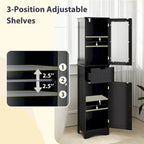 Armoire de salle de bain haute Costway, colonne à linge autoportante avec portes - Voir les détails