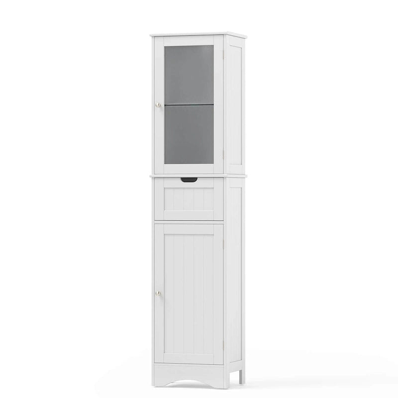 Armoire de salle de bain haute Costway, colonne à linge autoportante avec portes - Voir les détails