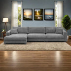 134 Corduroy Sectional Sofa with L-Shaped Cloud Couch and USB Charging & 50 Chaise (330lb Capacity)