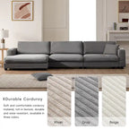 Canapé d'angle en velours côtelé 134 avec canapé d'angle en forme de nuage et chargement USB et méridienne 50 (capacité de 150 kg)