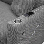 Canapé d'angle en velours côtelé 134 avec canapé d'angle en forme de nuage et chargement USB et méridienne 50 (capacité de 150 kg)