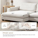 Canapé d'angle en velours côtelé 134 avec canapé d'angle en forme de nuage et chargement USB et méridienne 50 (capacité de 150 kg)