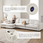 Canapé d'angle en velours côtelé 134 avec canapé d'angle en forme de nuage et chargement USB et méridienne 50 (capacité de 150 kg)