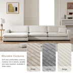 Canapé d'angle en velours côtelé 134 avec canapé d'angle en forme de nuage et chargement USB et méridienne 50 (capacité de 150 kg)