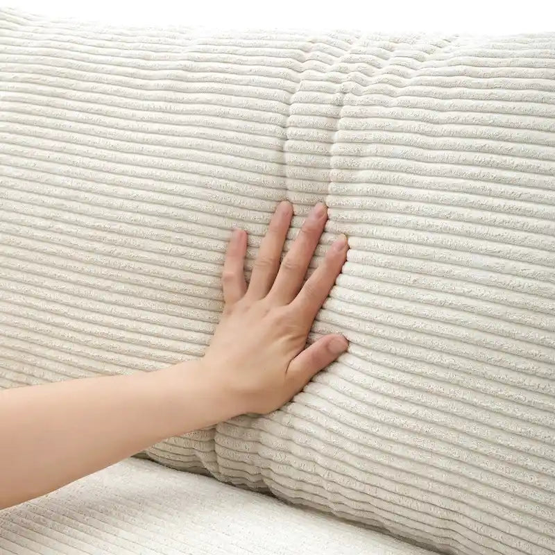 Canapé d'angle en velours côtelé 134 avec canapé d'angle en forme de nuage et chargement USB et méridienne 50 (capacité de 150 kg)