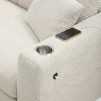 Canapé d'angle en velours côtelé 134 avec canapé d'angle en forme de nuage et chargement USB et méridienne 50 (capacité de 150 kg)