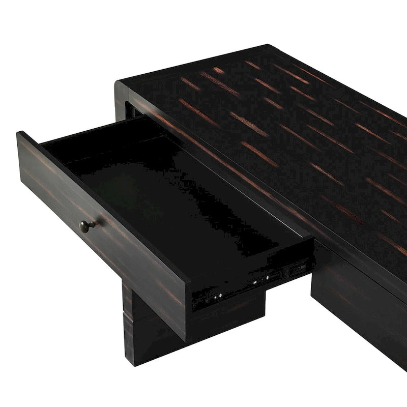 Console d'entrée en bois courbé avec rangement, 2 tiroirs, style rustique