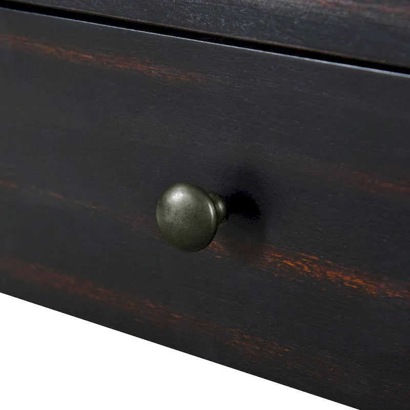 Console d'entrée en bois courbé avec rangement, 2 tiroirs, style rustique