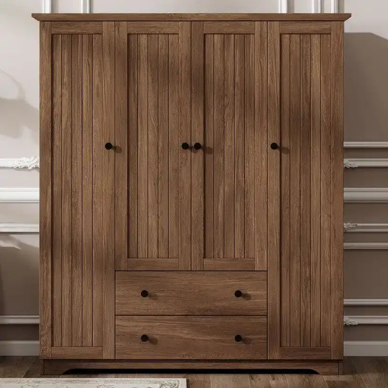 Armoire-penderie à quatre portes et deux tiroirs - 60,6 cm (L) x 20,8 cm (l) x 68,5 cm (H)