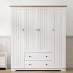Four-Door Wardrobe Armoire With Two Drawers - 60.6L x 20.8W x 68.5H