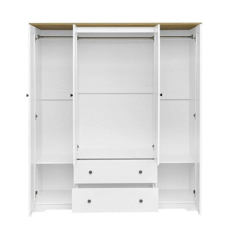 Armoire-penderie à quatre portes et deux tiroirs - 60,6 cm (L) x 20,8 cm (l) x 68,5 cm (H)