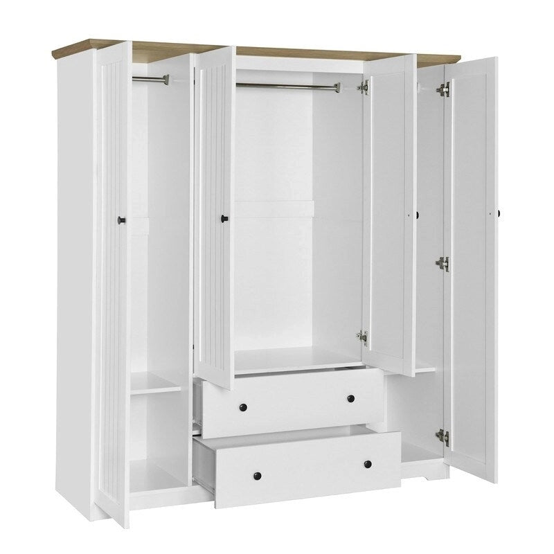 Armoire-penderie à quatre portes et deux tiroirs - 60,6 cm (L) x 20,8 cm (l) x 68,5 cm (H)