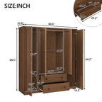 Armoire-penderie à quatre portes et deux tiroirs - 60,6 cm (L) x 20,8 cm (l) x 68,5 cm (H)