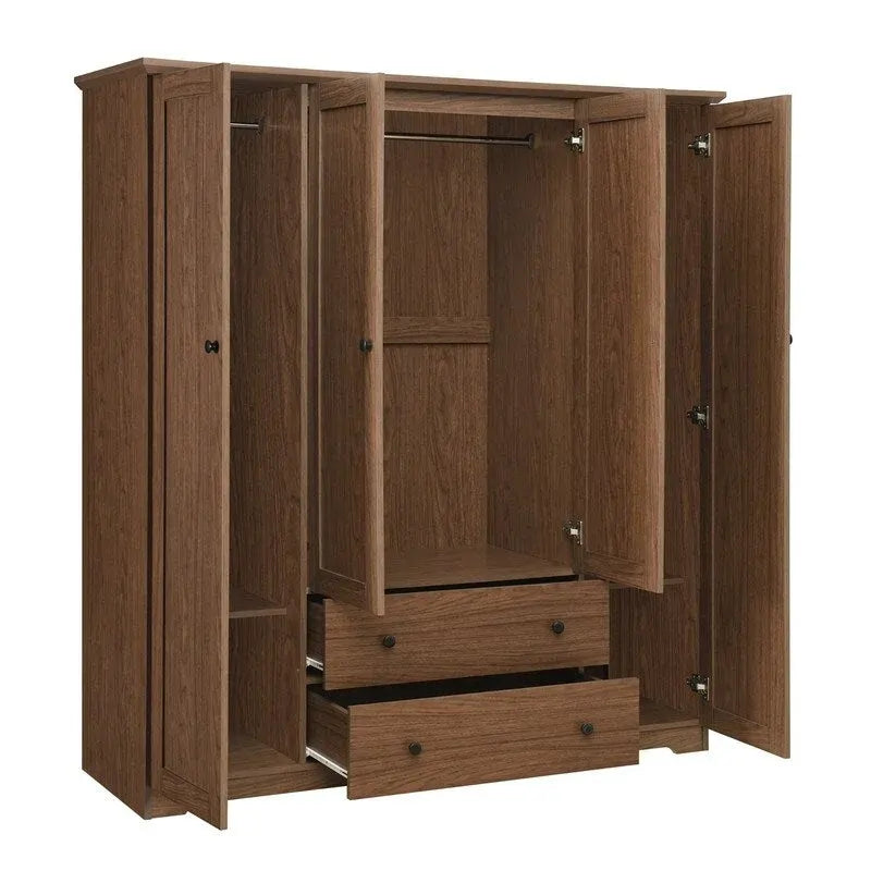 Armoire-penderie à quatre portes et deux tiroirs - 60,6 cm (L) x 20,8 cm (l) x 68,5 cm (H)