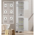 Armoire de salle de bain haute de 67 cm, colonne de rangement étroite avec 2 portes et tiroir.