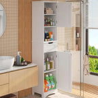 Armoire de salle de bain haute de 67 cm, colonne de rangement étroite avec 2 portes et tiroir.