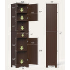 Armoire de salle de bain haute de 67 cm, colonne de rangement étroite avec 2 portes et tiroir.