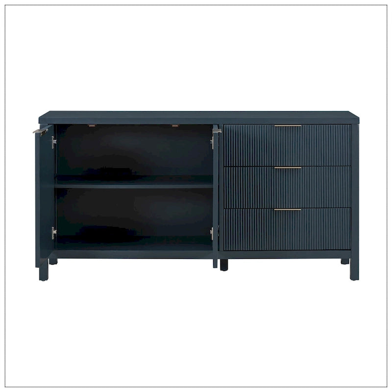 Buffet minimaliste à motif ondulé avec rangement fonctionnel