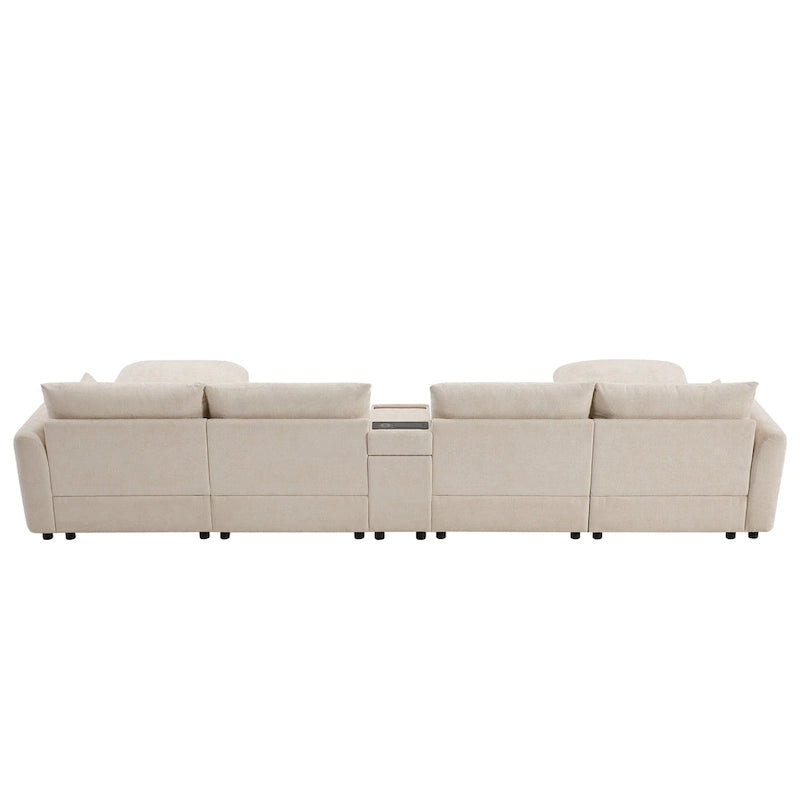 Canapé d'angle modulaire en forme de U de 142 pouces avec poufs de rangement et console