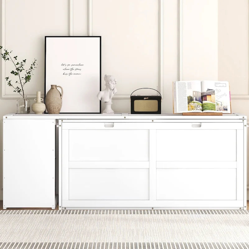 Lit escamotable en bois Queen avec bureau pivotant et armoire pliable