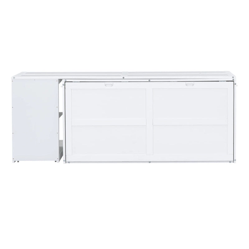 Lit escamotable en bois Queen avec bureau pivotant et armoire pliable