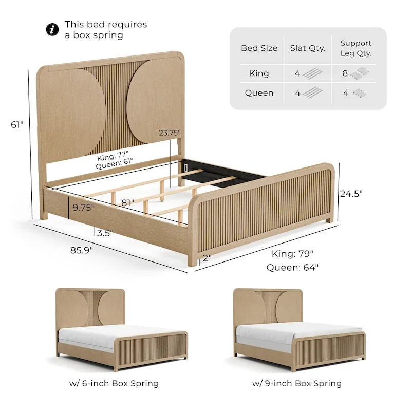 Lit Adrienne de Furniture of America, style rustique moderne, en bois massif à panneaux cannelés