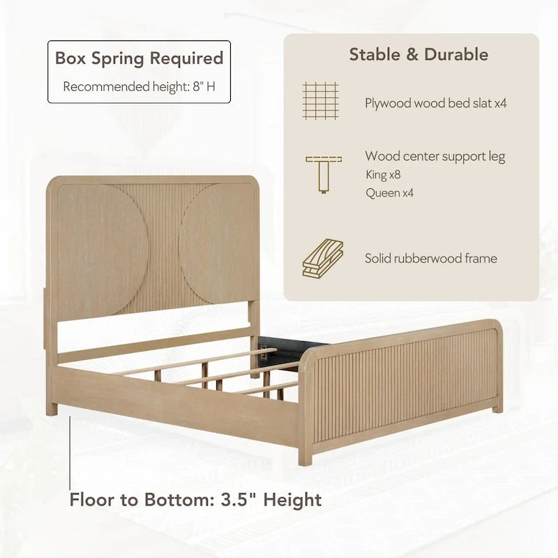 Lit Adrienne de Furniture of America, style rustique moderne, en bois massif à panneaux cannelés