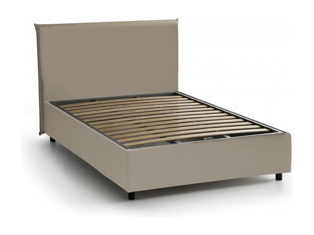 Lit double Vertchez Lit coffre avec revêtement en éco-cuir Made in Italy Ouverture frontale adaptée pour matelas 140x200 cm gris tourterelle