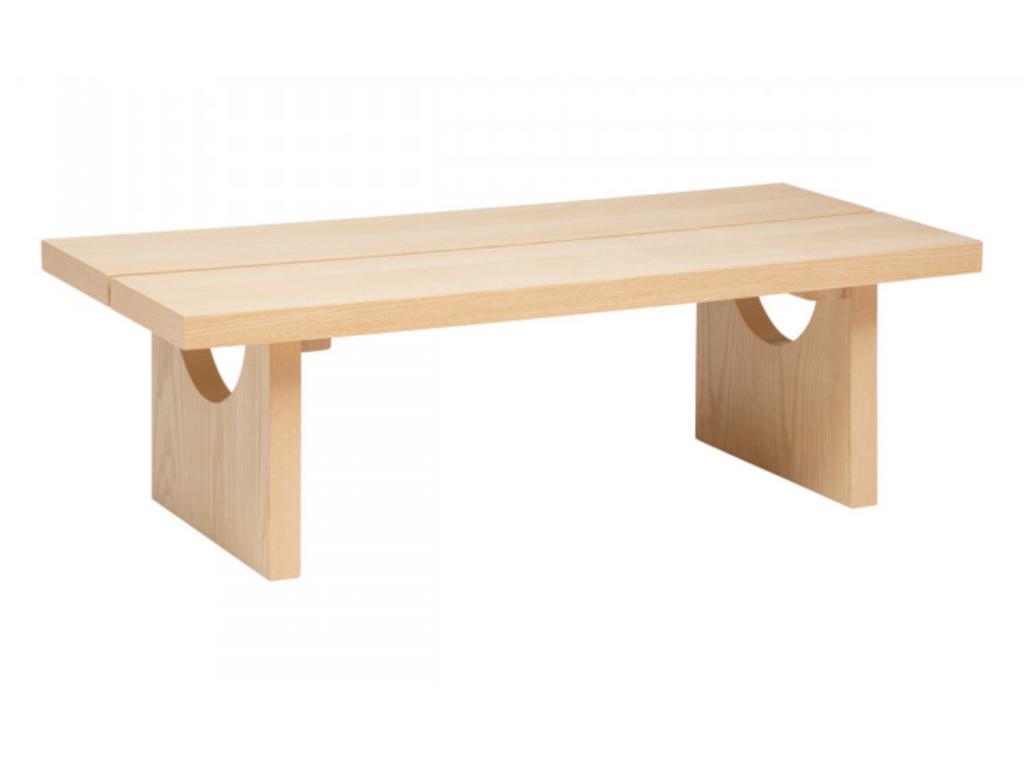 Table basse rectangulaire en bois MDF coloris beige - L- 110 x P- 50 x H- 34,5 cm