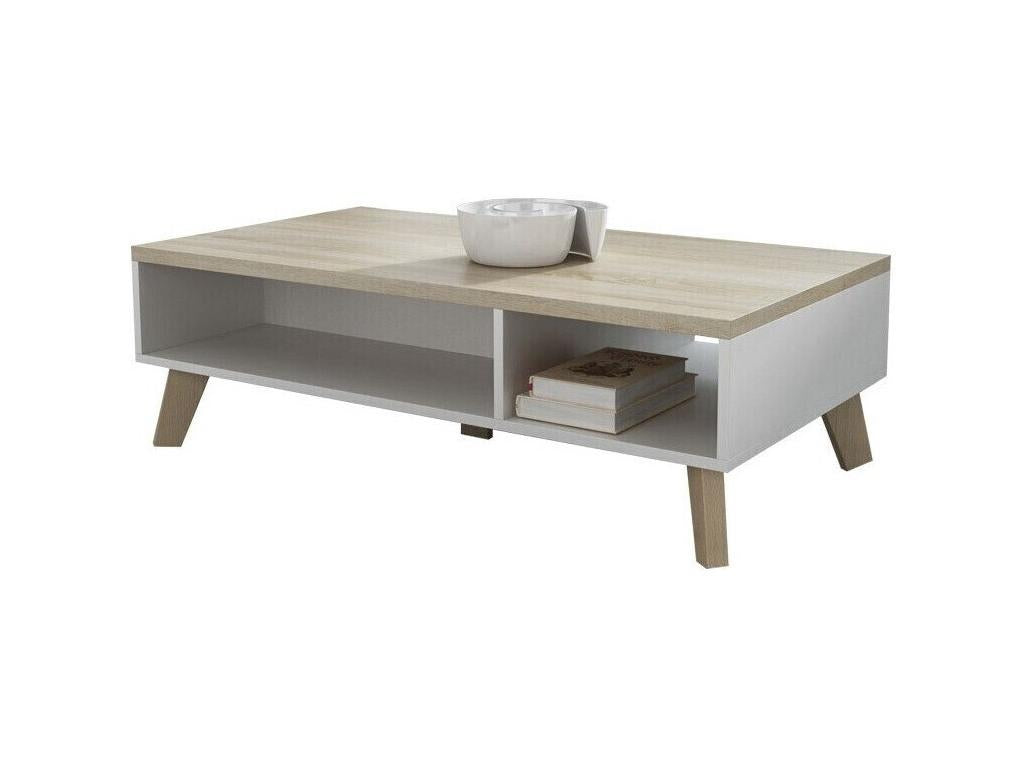 Table basse Vertchez 101 Blanc - Vertchez chêne 35x60x110cm Stratifié Angulaire