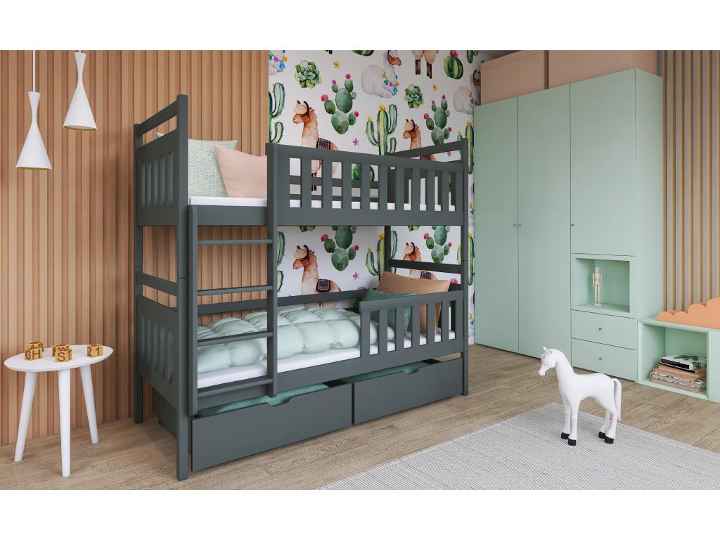 Lits superposés Vertchez BB012 90x180 cm Graphite