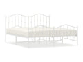 Cadre de lit métal sans matelas et pied de lit blanc 160x200 cm