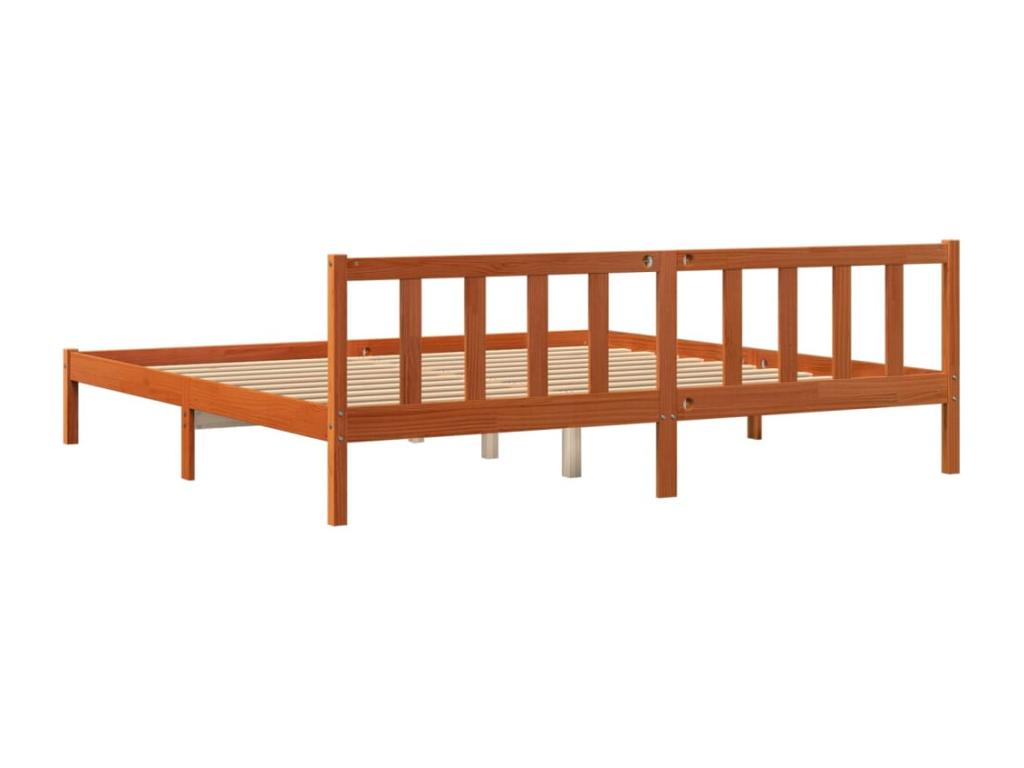 Cadre de lit cire marron 200x200 cm bois de pin massif