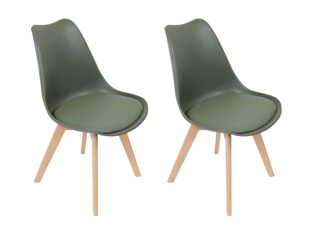 Vertchez - Lot de 2 Chaises Scandinaves Kaki