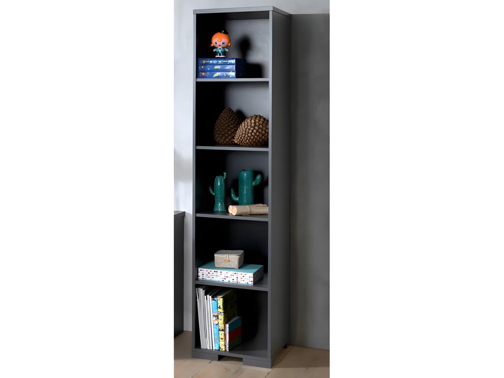étagère Bibliothèque 5 Niveaux Vertchez 195cm Gris Anthracite